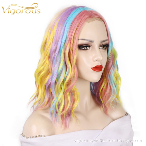 Women Natural Fiber High Temperature Short Bob Cut Top Quality Highlight Four Color Wholesale Synthetic Wigs